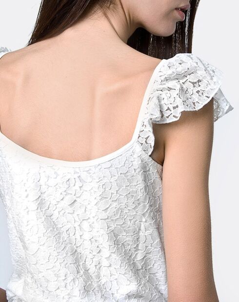 Top macramé blanc