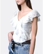 Top macramé blanc