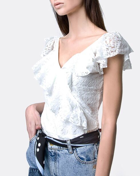 Top macramé blanc