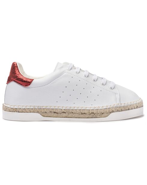 Baskets espadrilles en Cuir Lancry Roma blanc/rouge