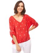 Blouse 100% Lin motifs ananas rouge