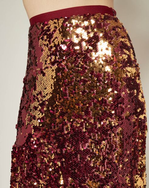 Jupe Trash en sequins bordeaux