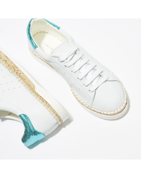 Baskets espadrilles en Cuir Lancry Roma blanc/bleu acqua