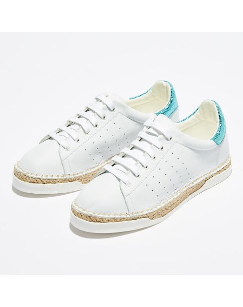 Baskets espadrilles en Cuir Lancry Roma blanc/bleu acqua