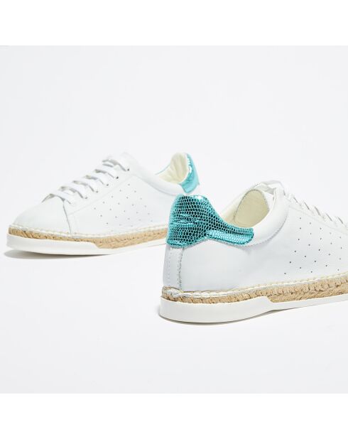 Baskets espadrilles en Cuir Lancry Roma blanc/bleu acqua