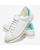 Baskets espadrilles en Cuir Lancry Roma blanc/bleu acqua