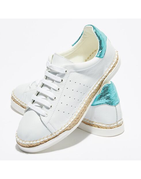 Baskets espadrilles en Cuir Lancry Roma blanc/bleu acqua