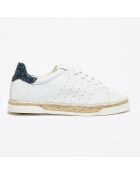 Basket espadrilles en Cuir Lancry Glitter blanc/bleu