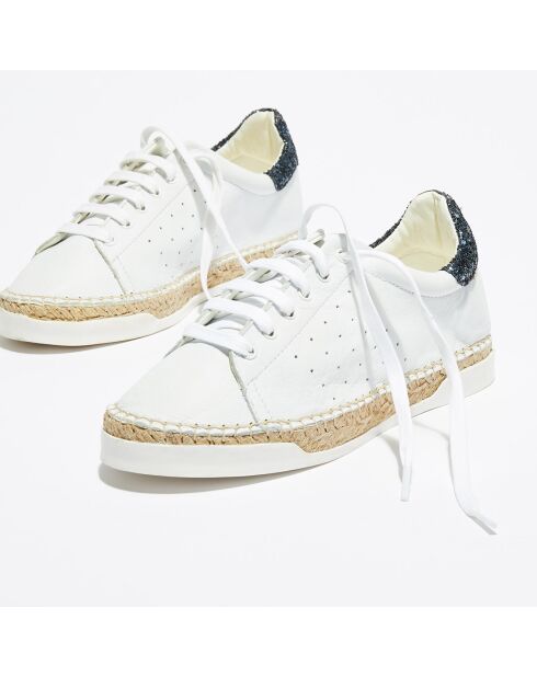 Basket espadrilles en Cuir Lancry Glitter blanc/bleu