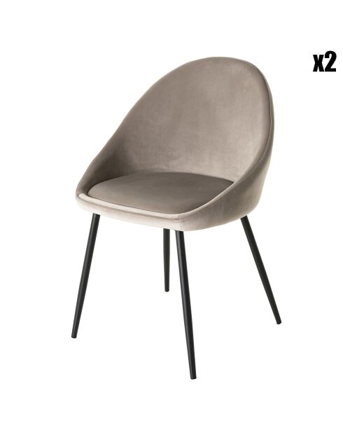 2 Chaises Augustin en Velours chamois - 53x51x78 cm