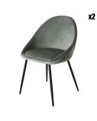 2 Chaises Augustin en Velours jade - 53x51x78 cm