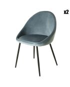 2 Chaises Augustin en Velours bleues - 53x51x78 cm