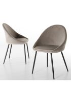 2 Chaises Augustin en Velours chamois - 53x51x78 cm