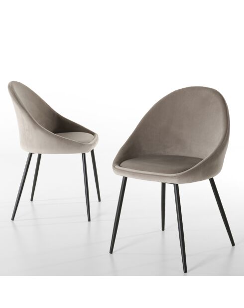 2 Chaises Augustin en Velours chamois - 53x51x78 cm