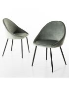 2 Chaises Augustin en Velours jade - 53x51x78 cm