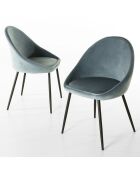 2 Chaises Augustin en Velours bleues - 53x51x78 cm