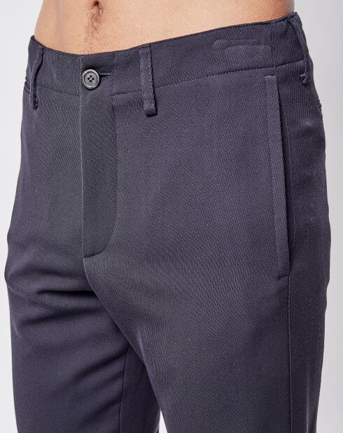 Pantalon droit en Laine mélangée bleu marine