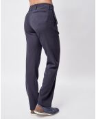 Pantalon droit en Laine mélangée bleu marine