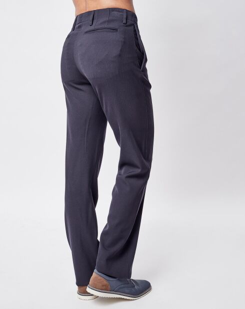 Pantalon droit en Laine mélangée bleu marine