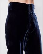 Pantalon taille haute en velours unie bleu marine