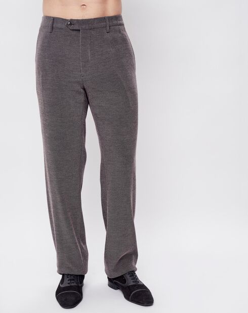 Pantalon coupe droite chiné gris foncé