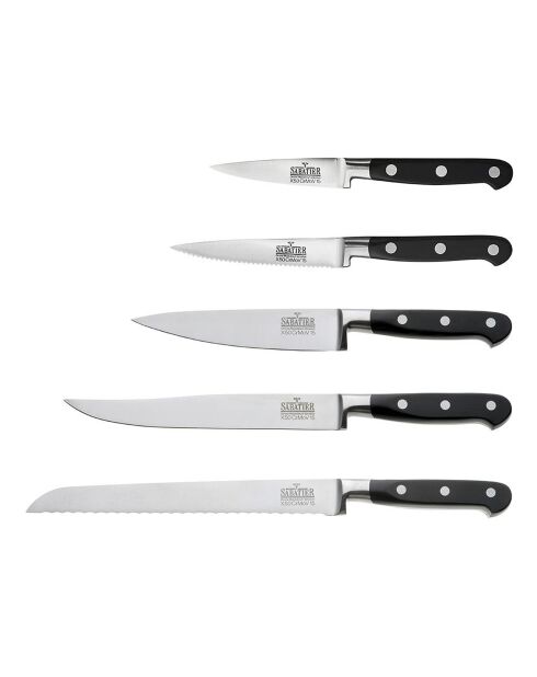 Bloc de cuisine Life V Sabatier bois/noir/acier - 5 couteaux
