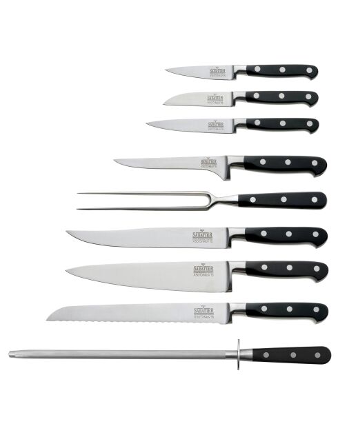 Bloc de 9 couteaux de cuisine Life V Sabatier bois/noir/acier