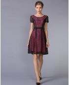 Robe courte patineuse à crochet rose/noir
