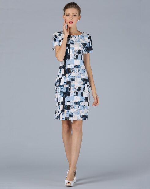 Robe courte droite imprimé fantaisies multicolore
