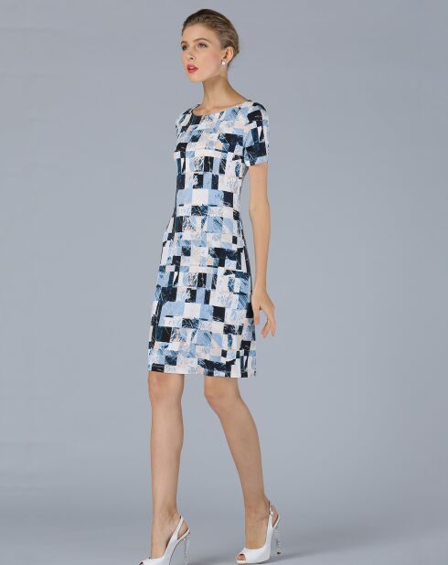 Robe courte droite imprimé fantaisies multicolore