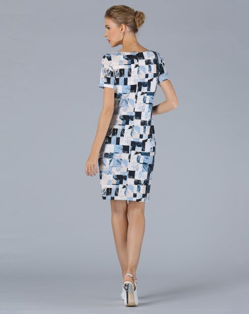 Robe courte droite imprimé fantaisies multicolore