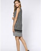 Robe courte fluide imprimé fantaisie noir/blanc