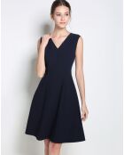 Robe courte patineuse unie manches marine