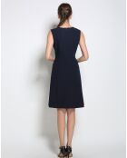 Robe courte patineuse unie manches marine