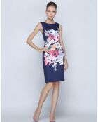 Robe courte satinée imprimée floral multicolore