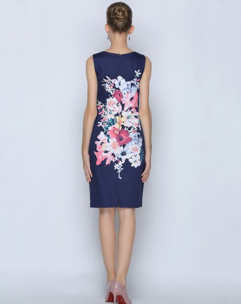 Robe courte satinée imprimée floral multicolore