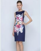Robe courte satinée imprimée floral multicolore