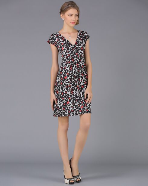 Robe imprimée gris/rouge