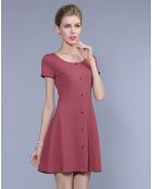 Robe courte fluide boutonnée unie terracota