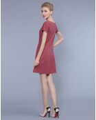 Robe courte fluide boutonnée unie terracota