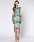 Robe ajustée imprimé fantaisie vert/blanc
