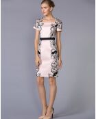 Robe courte droite imprimé contrastant rose/noir