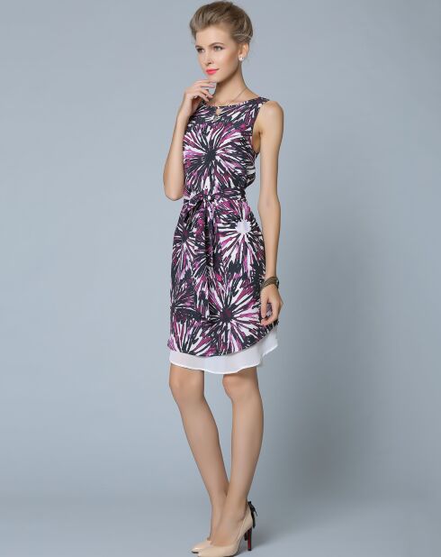 Robe droite fluide imprimé floral violette
