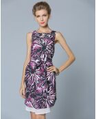 Robe droite fluide imprimé floral violette