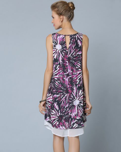 Robe droite fluide imprimé floral violette