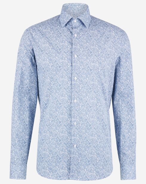 Chemise Regular Fit imprimée fleuri bleu/blanc
