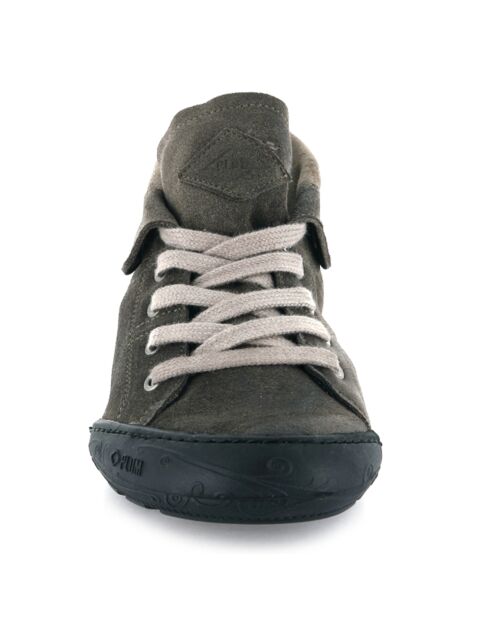 Tennis montantes en Velours de Cuir gris foncé