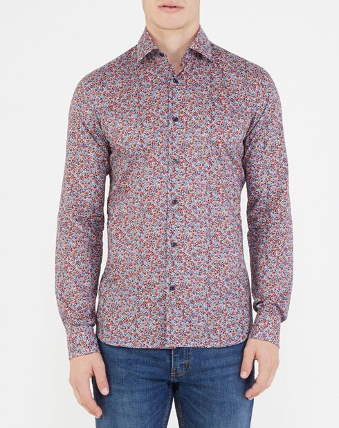 Chemise Slim Fit imprimé liberty rouge/bleu