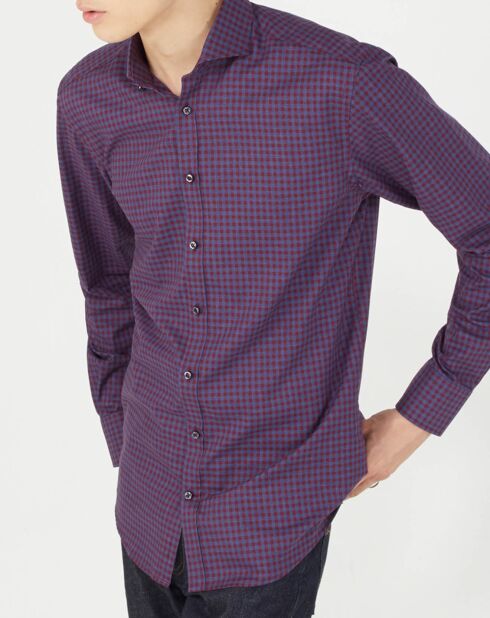 Chemise slim Fetch petits carreaux bordeaux/bleu