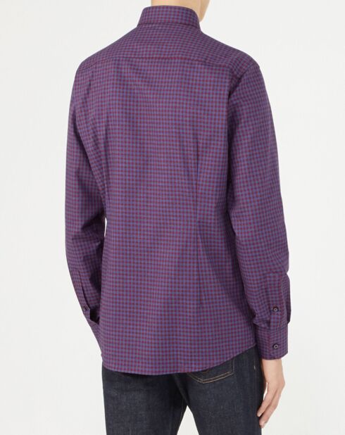 Chemise slim Fetch petits carreaux bordeaux/bleu